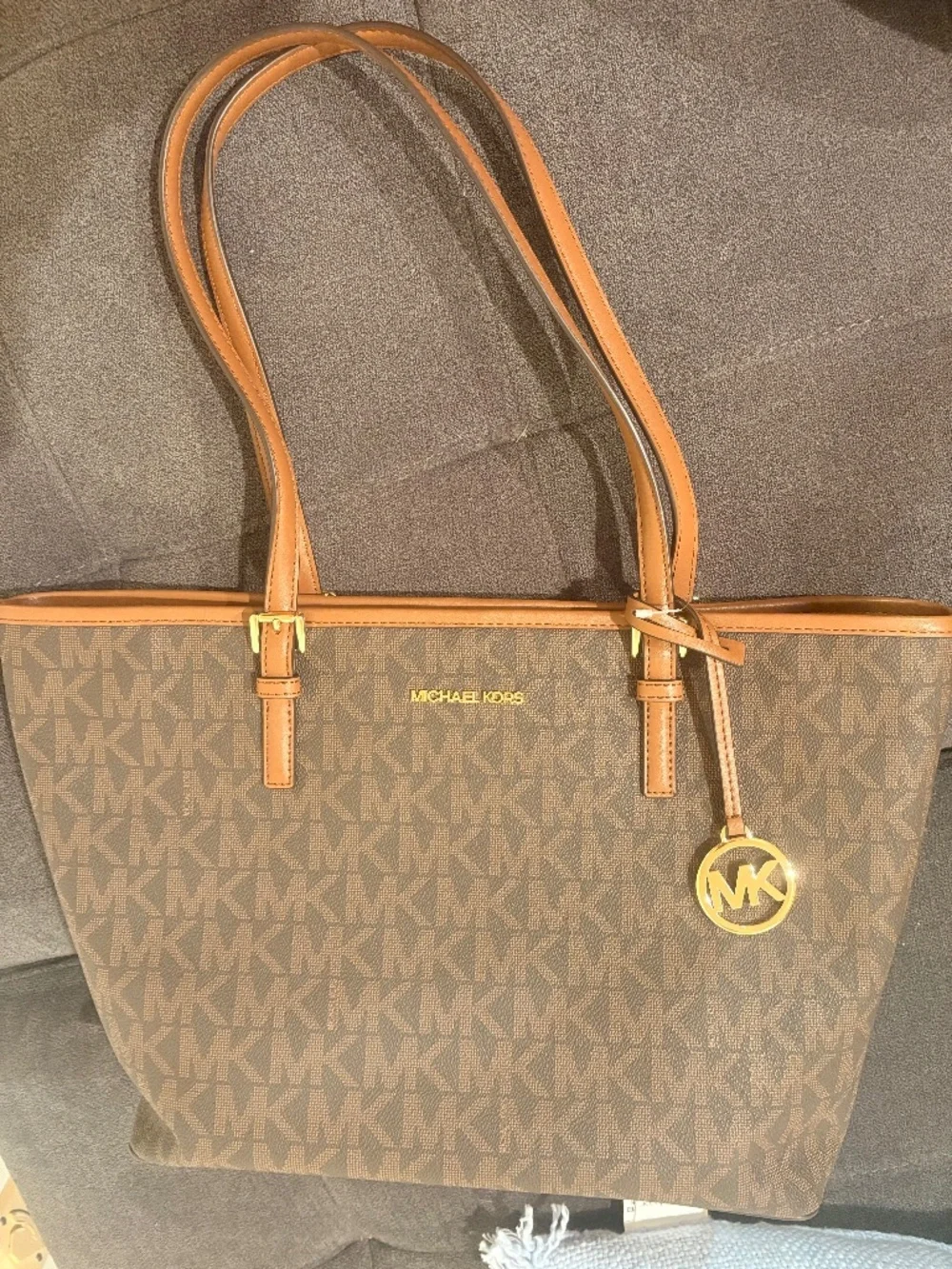 Michael Kors Jet Set Medium Carryall Tote Brown/Luggage NWT MSRP $298